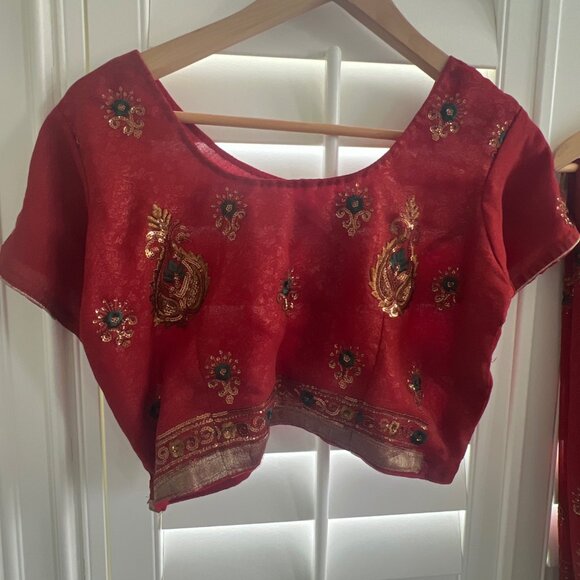 Georgette Saree with Stitched Blouse - Picture 4 of 5